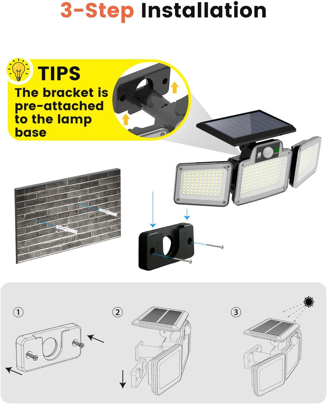 JumJam Solar Flood Lights, Security Lights Outdoor Motion Sensor for Garden