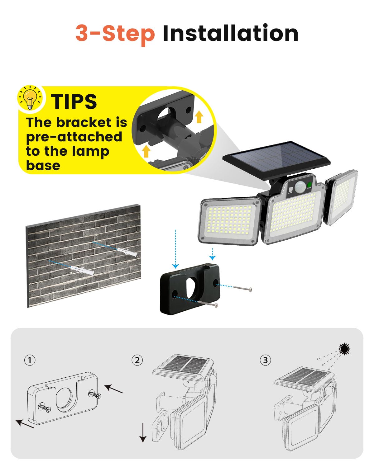 JumJam Solar Flood Lights, Security Lights Outdoor Motion Sensor for Garden