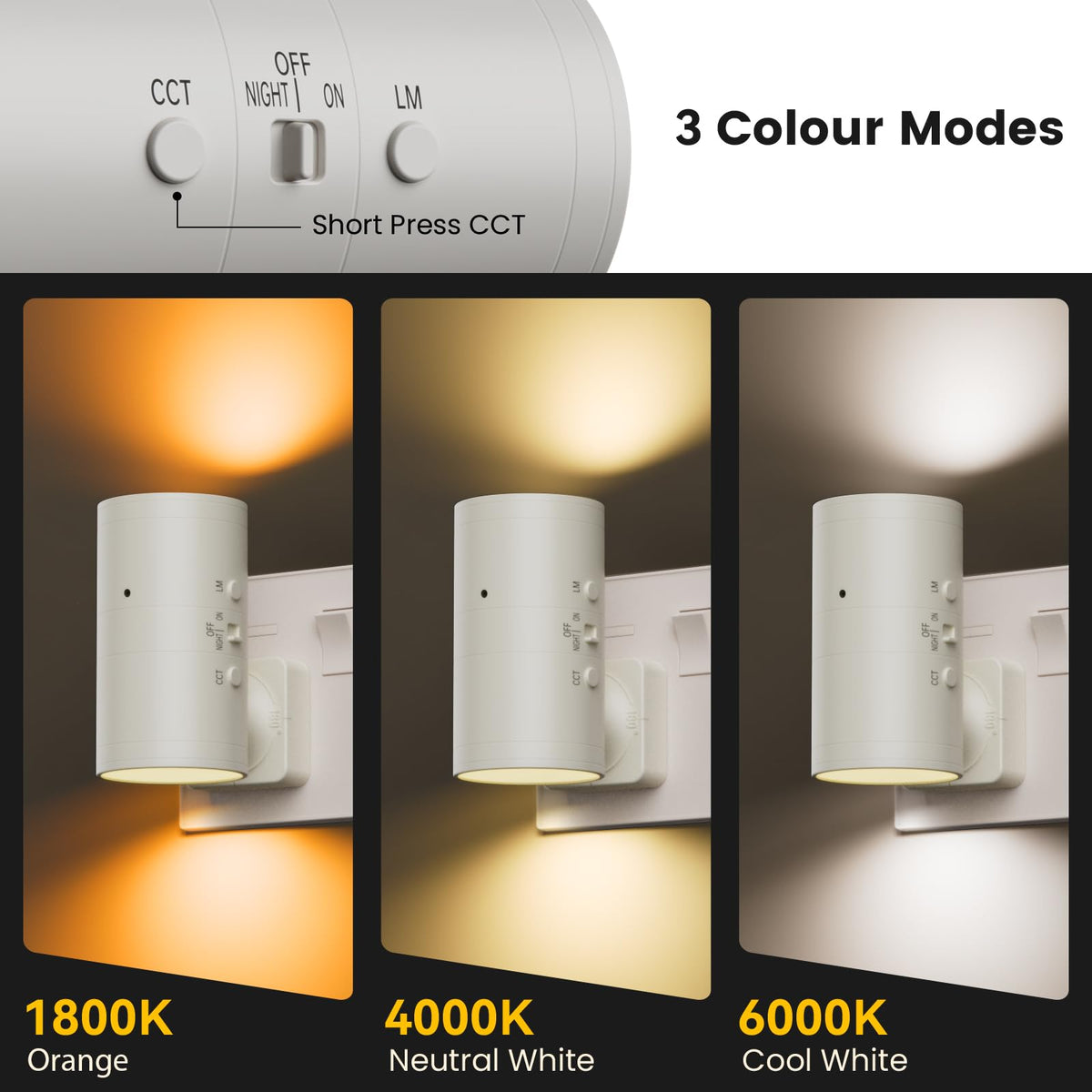 Fibrdoo Night Light Plug in, Dusk to Dawn Sensor Led Night Light Black