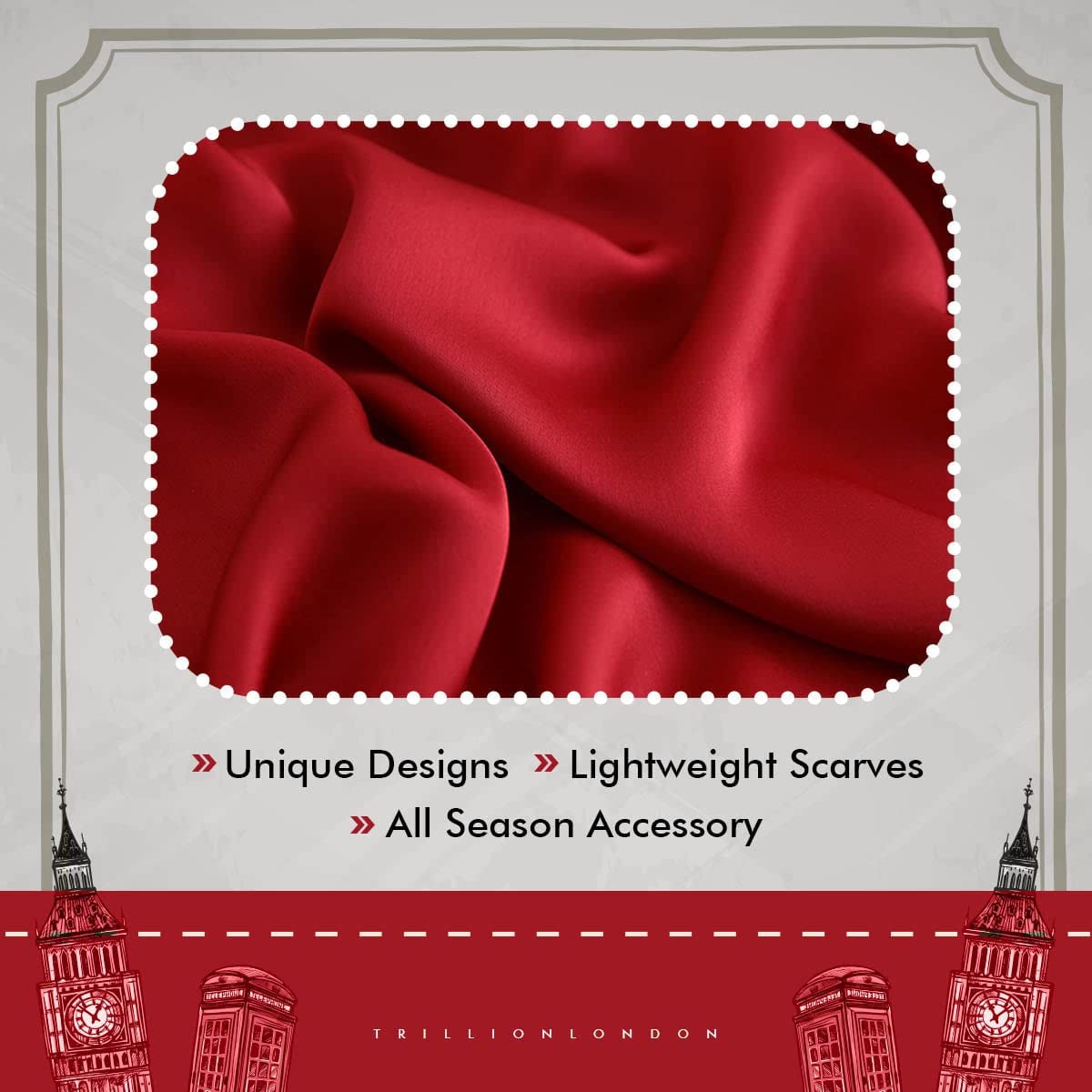 Trillion London® Silk Shawl Birthday Gifts for Women - Designer Silk Scarf