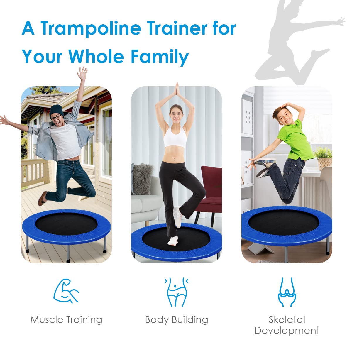 COSTWAY 38" Foldable Mini Fitness Trampoline with Carry Bag — Max 150 kg