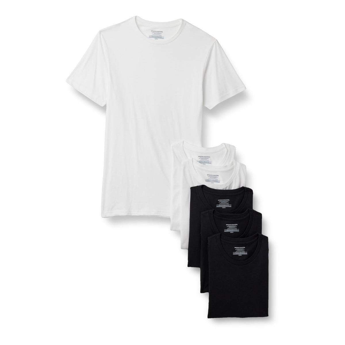 Amazon Essentials Men's Vests - Slim-Fit Cotton Crew Neck, Short and Long Sleeve T Shirt, Pack of 6, Undershirt and Vests for Men