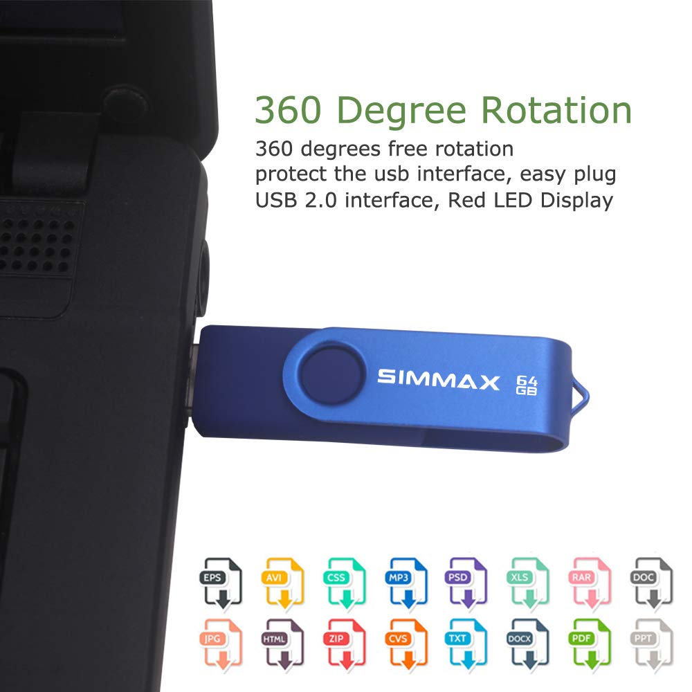 SIMMAX 32GB Memory Stick USB 2.0 Flash Drives Swivel Thumb Drive Pen Drive (32GB Purple)