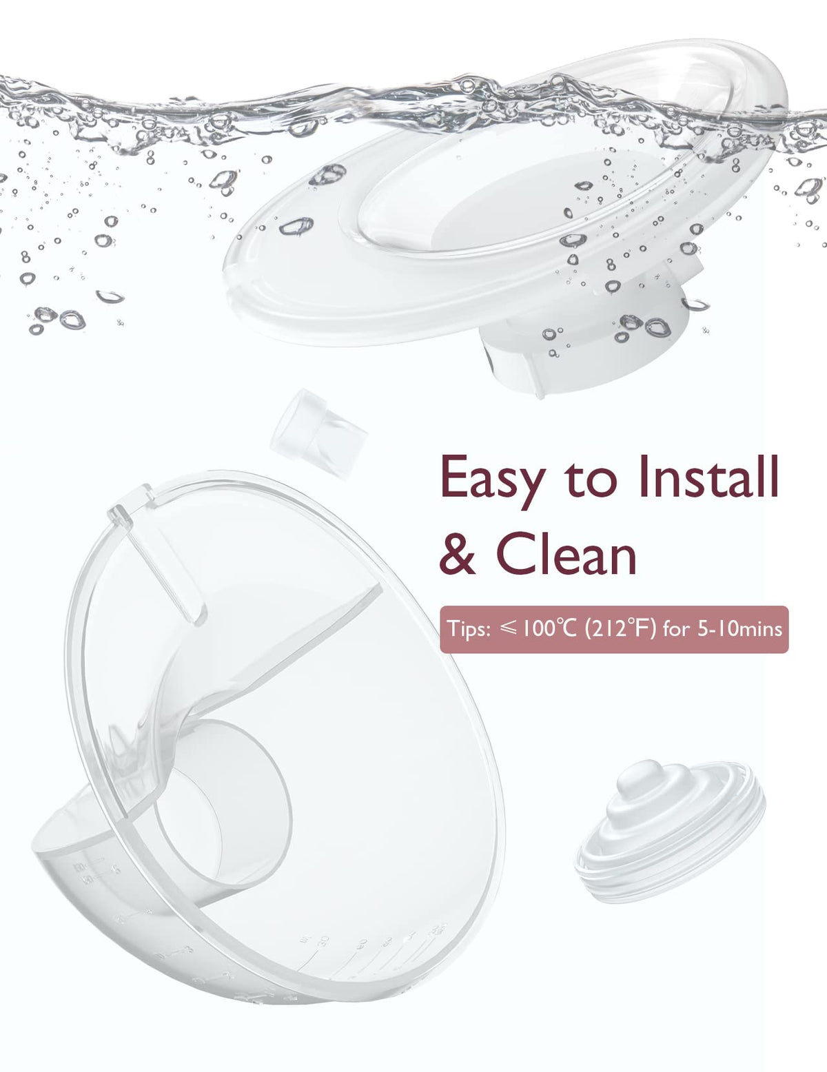 Momcozy Full Set Collector Cup Only Compatible with Momcozy M5 NOT for Others. Original M5 Breast Pump Replacement Accessories (160ml, with Double-Sealed Flange 24mm)