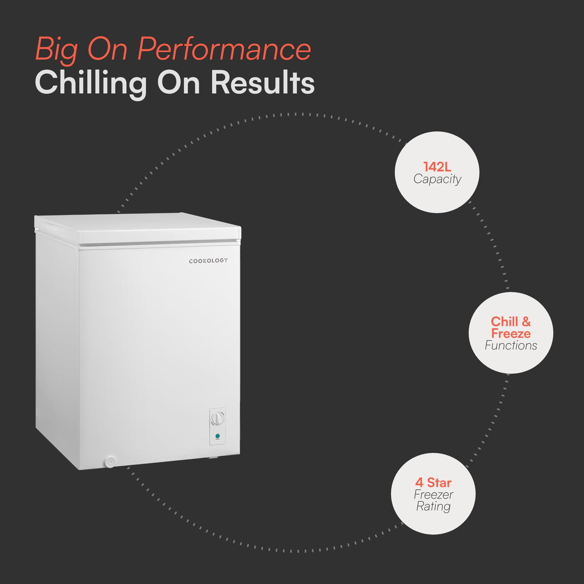 Cookology 99L Freestanding Chest Freezer - Adjustable Feet - White