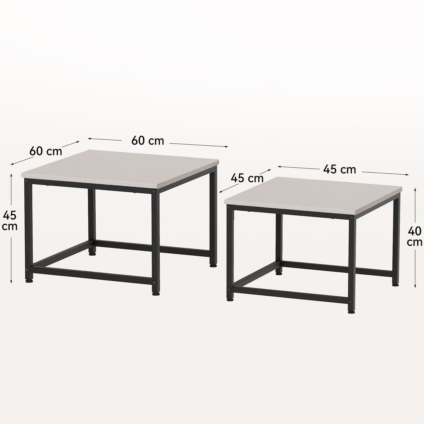 Hawthyhome Coffee Tables, Round Nesting Tables Tet of 2, Modern Side Tables with Metal Frame, Industrial Stacking End Tables for Living Room Bedroom Office, 60 * 60 * 45cm, Brown