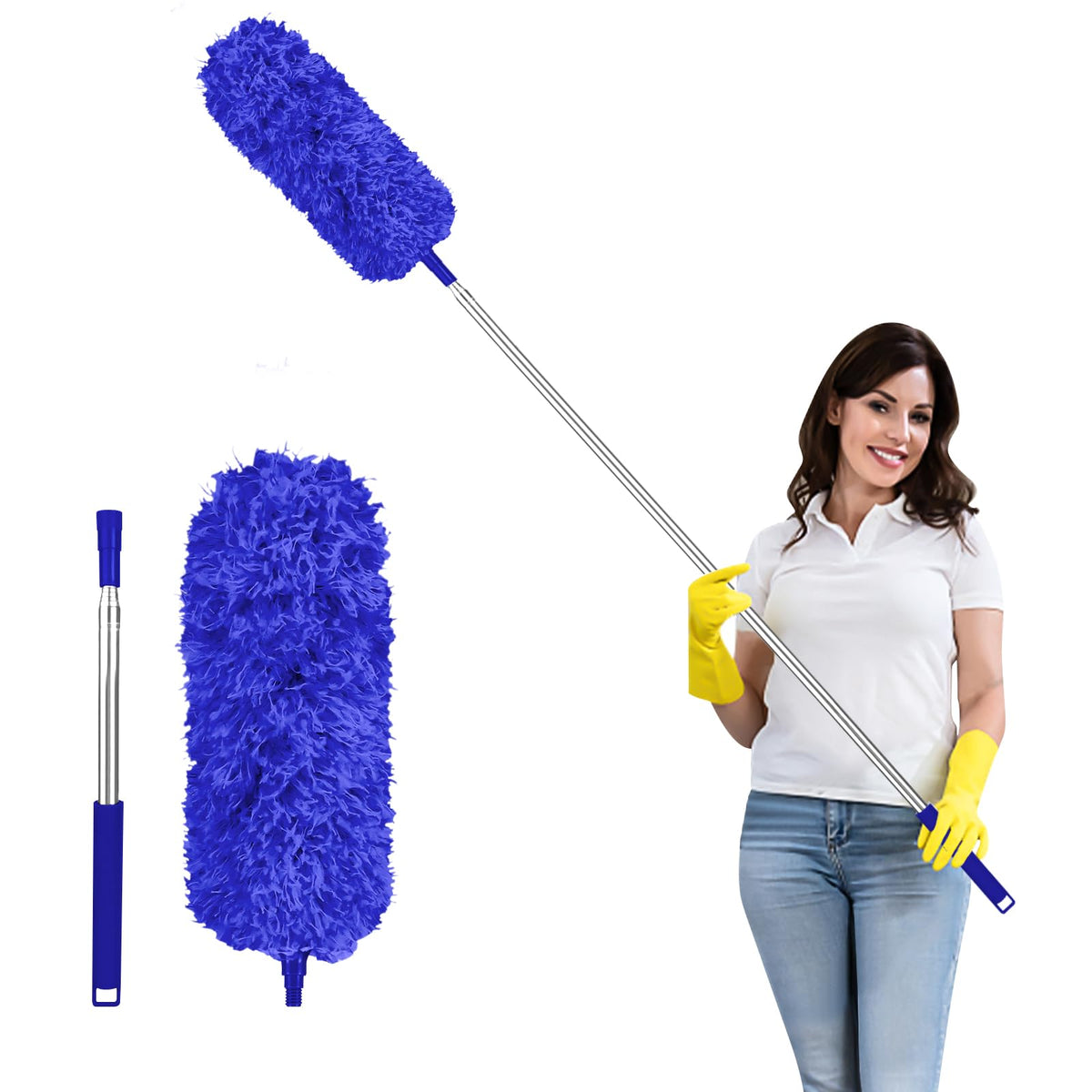 Fogray 2026 Upgraded 240cm Extendable Feather Duster with Soft Silicone Cap