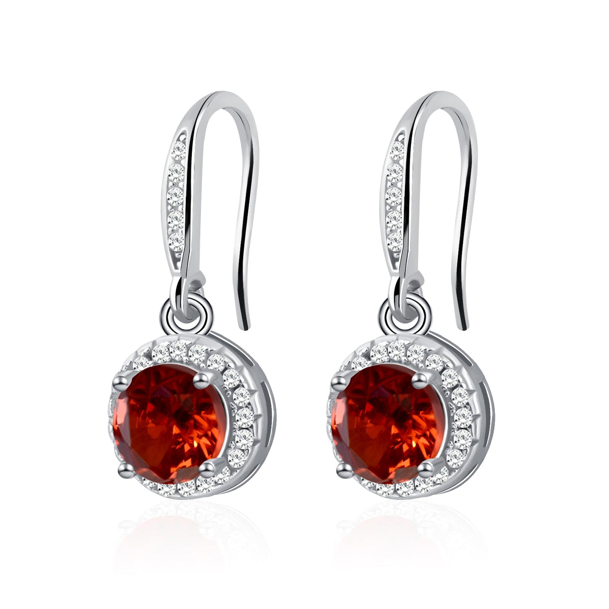 Birthstone Drop Earrings for Women, Silver Plated Dangle Earrings