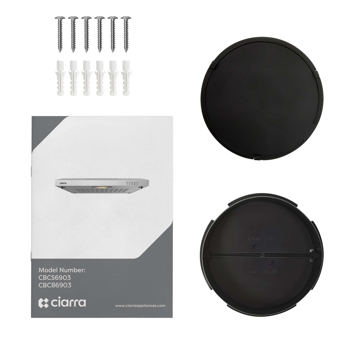 CIARRA CBPHW01 Portable Desktop Cooker Hood Recirculating 2 Speeds White