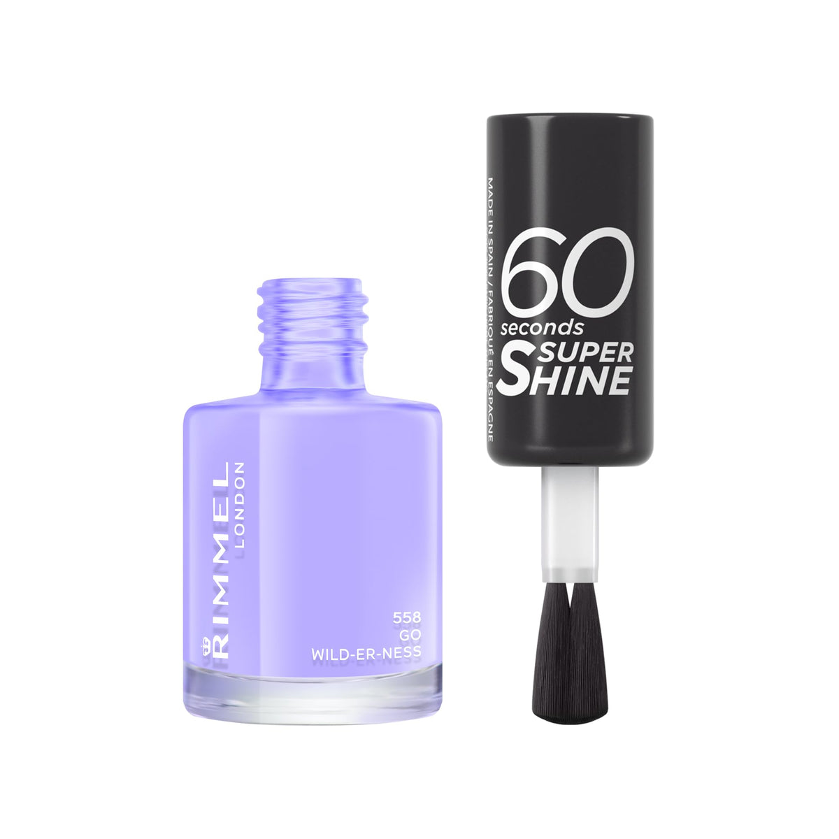 Rimmel 60 Seconds Super Shine Nail Polish, 740 Clear, Quick-Dry Nail Polish, Ultra-Shiny Finish, Easy to Apply, Vibrant Colour, Long-Wearing, Improved Formula, Vegan, 8ml
