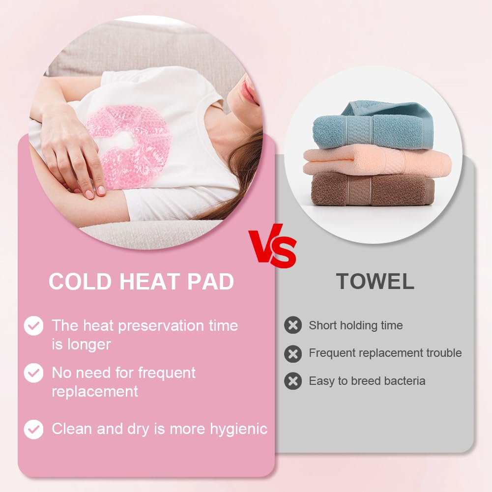 3-in-1 Breast Cooling Gel Pads, 2 Pack Hot & Cold Breastfeeding Gel Pads, Breast Feeding Essentials Reusable Gel Cooling Pad, Postpartum Essentials, for Nursing & Nipples Pain Relief, Mastitis