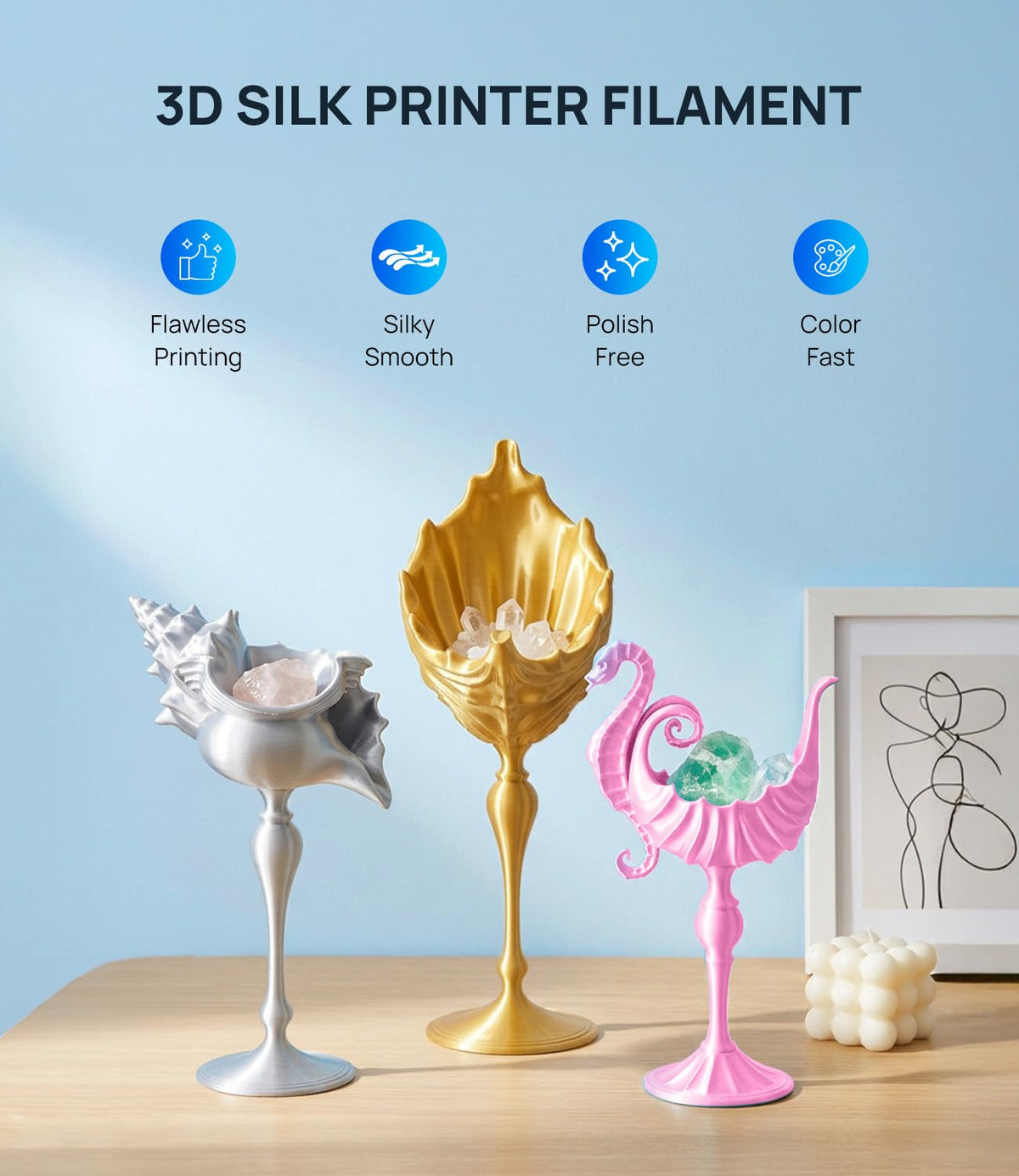 JAYO PLA+ 3D Printing Filament 1.75 mm, 1.1KG (2.4lbs) Spool Black