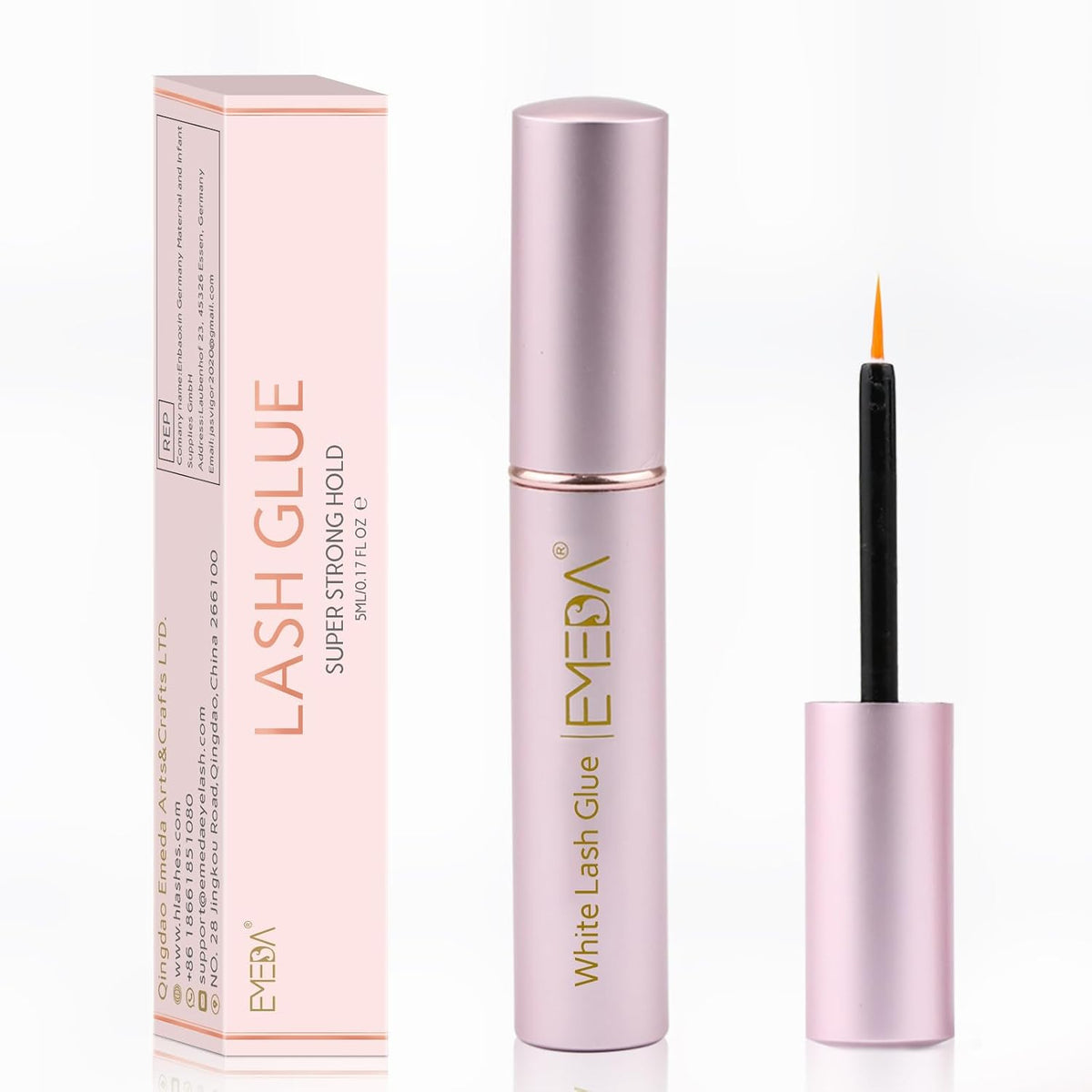 EMEDA Super Strong Hold False Eyelash Glue Professional Latex Free Lash Glue Waterproof Lash G lue Transparent Strip Eyelash Adhesive White and Clear