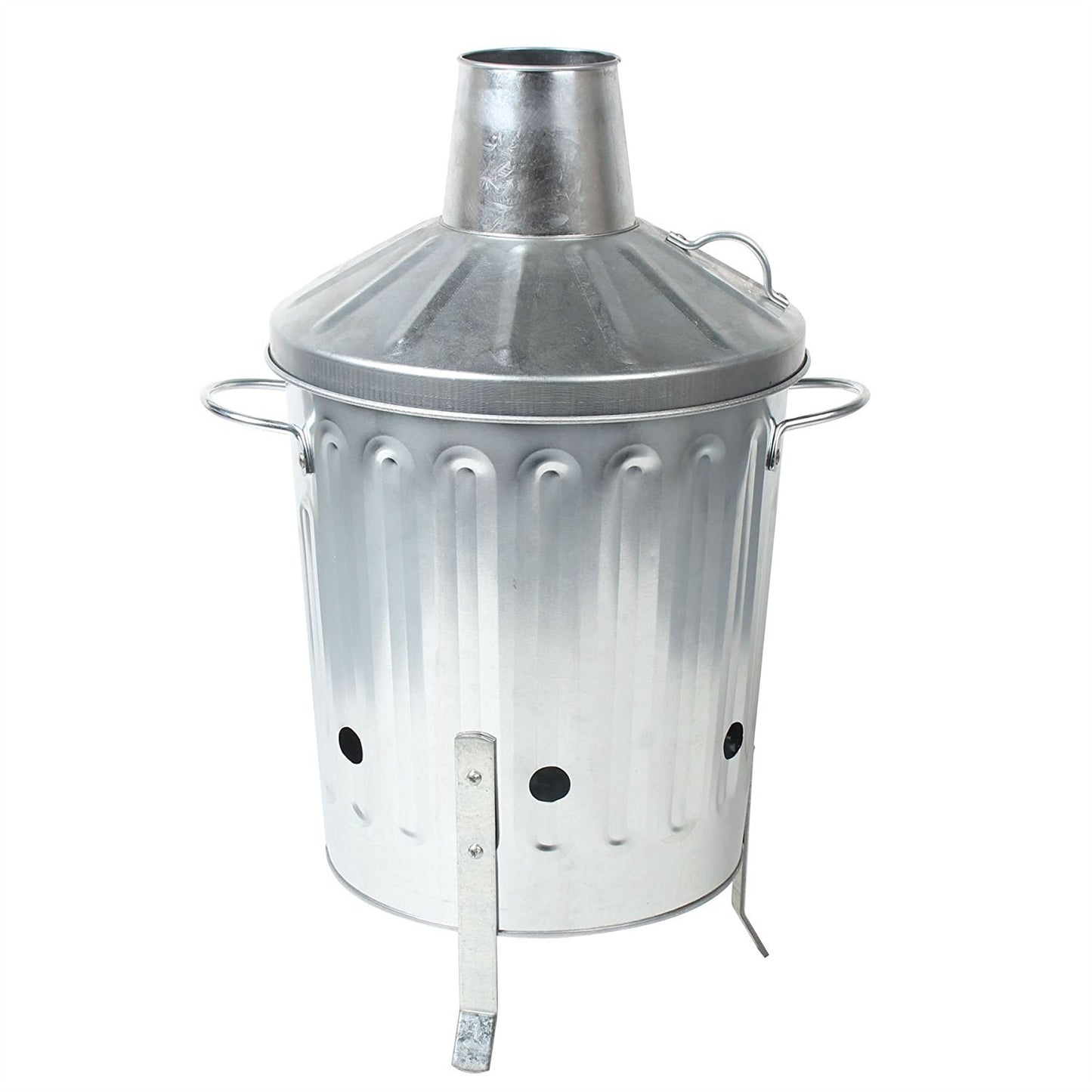 CrazyGadget® Small Medium Large Extra Large Galvanised Metal Incinerator Fire Burning Bin with Special Locking Lid (18 Litre)