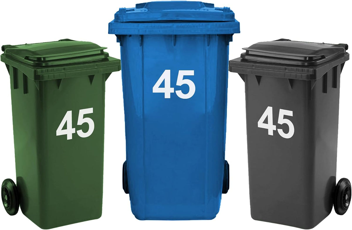 3 Pack Bin Numbers for Wheelie Bins 0-99/A-D | Large Number Stickers (45)