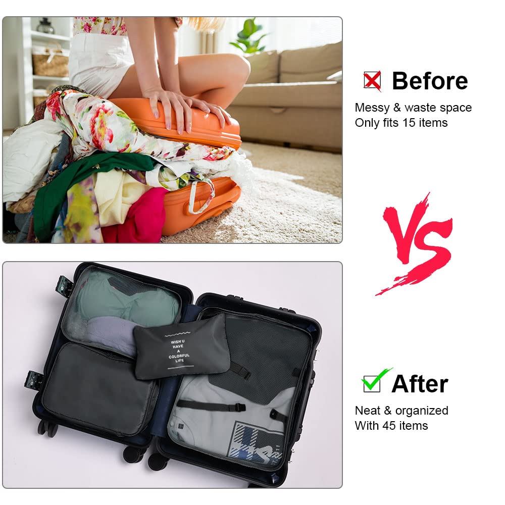 OSDUE Packing Cubes for Suitcase, 8PCS Thickening Travel Organiser Packing Bags Lightweight Travel Accessories Organizers Essentials Clothes Shoes Cosmetics Toiletries Storage Bags