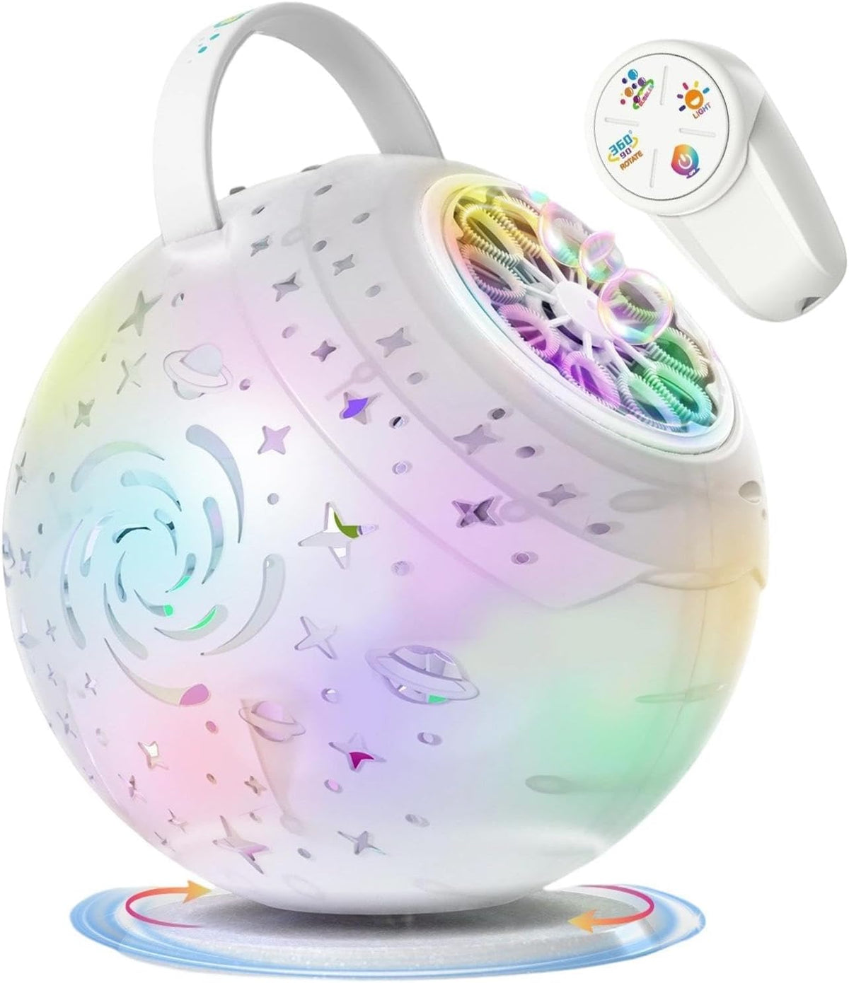 Bubble Machine for Kids Rechargeable with 360° Rotation and