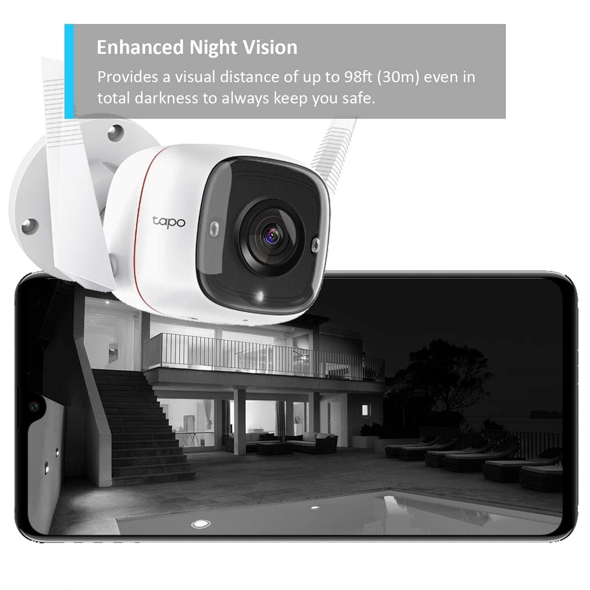 Tapo TP-Link C500 Outdoor Wi-Fi Security Camera, 360° FHD 1080P with Night Vision, Two-Way Audio, Cloud Video Recording, Works with Alexa