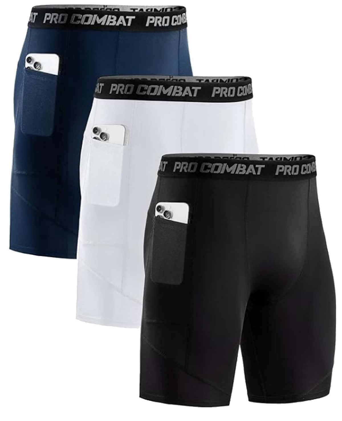 Niksa Compression Shorts Men, 1 Pack or 3 Packs Gym Running Shorts with Pockets Sports Anti Chafing Underwear Base Layer Shorts Quick-Drying Fabric Undershorts Men’s Workout Shorts