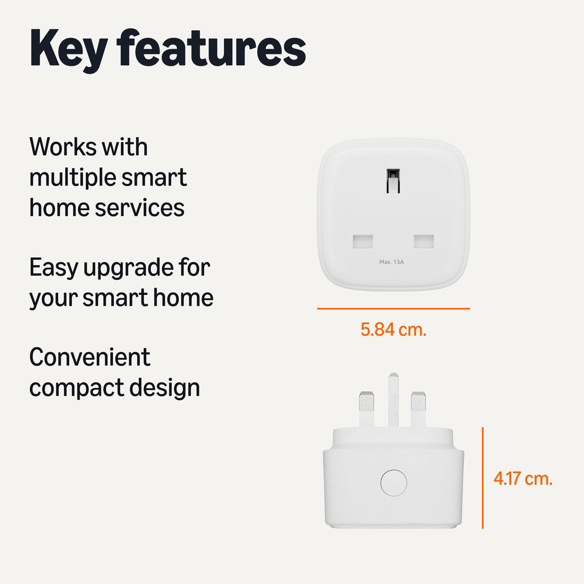 Amazon Basics Single Outlet Indoor Wi-Fi Smart Plug, works with Alexa only, 1 Pack, White, UK