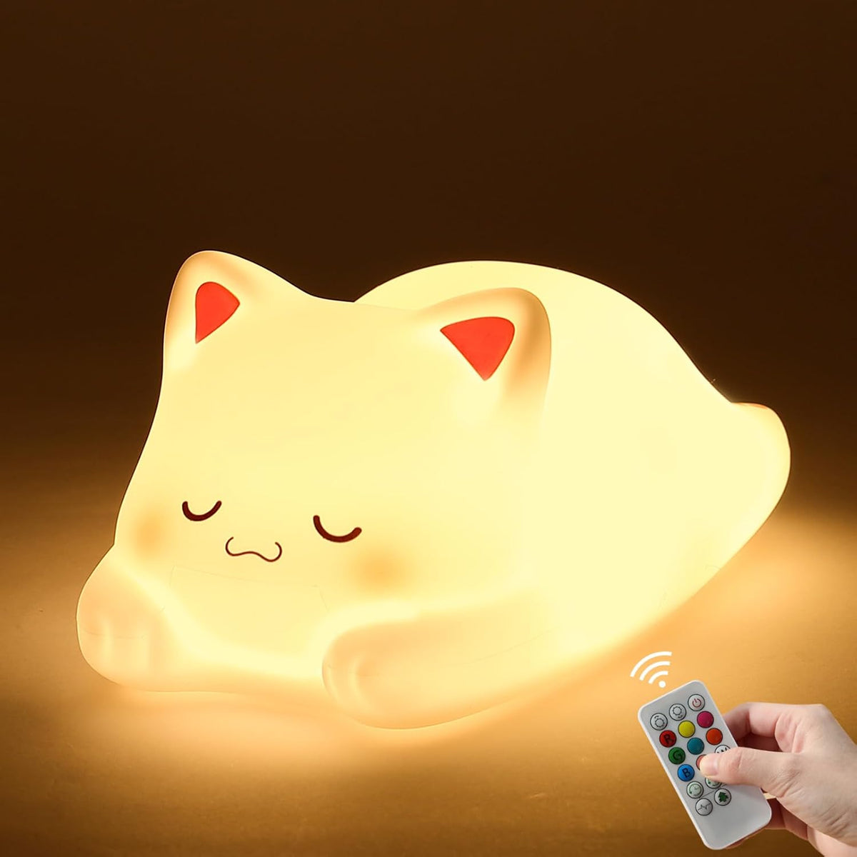 ZKLiLi Cat Night Light for Kids,Cute Night Lamp for Nursery,Squishy Silicone Touch Lights Portable, Gift for Birthday and Christmas for Kids Baby Children (Battery Cat)