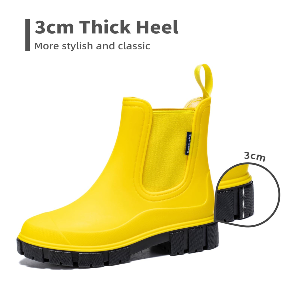 DRECAGE Wellies Boots Women Waterproof Short Chelsea Fashion Ladies Comfortable Rain Boots Outdoors Garden Walking