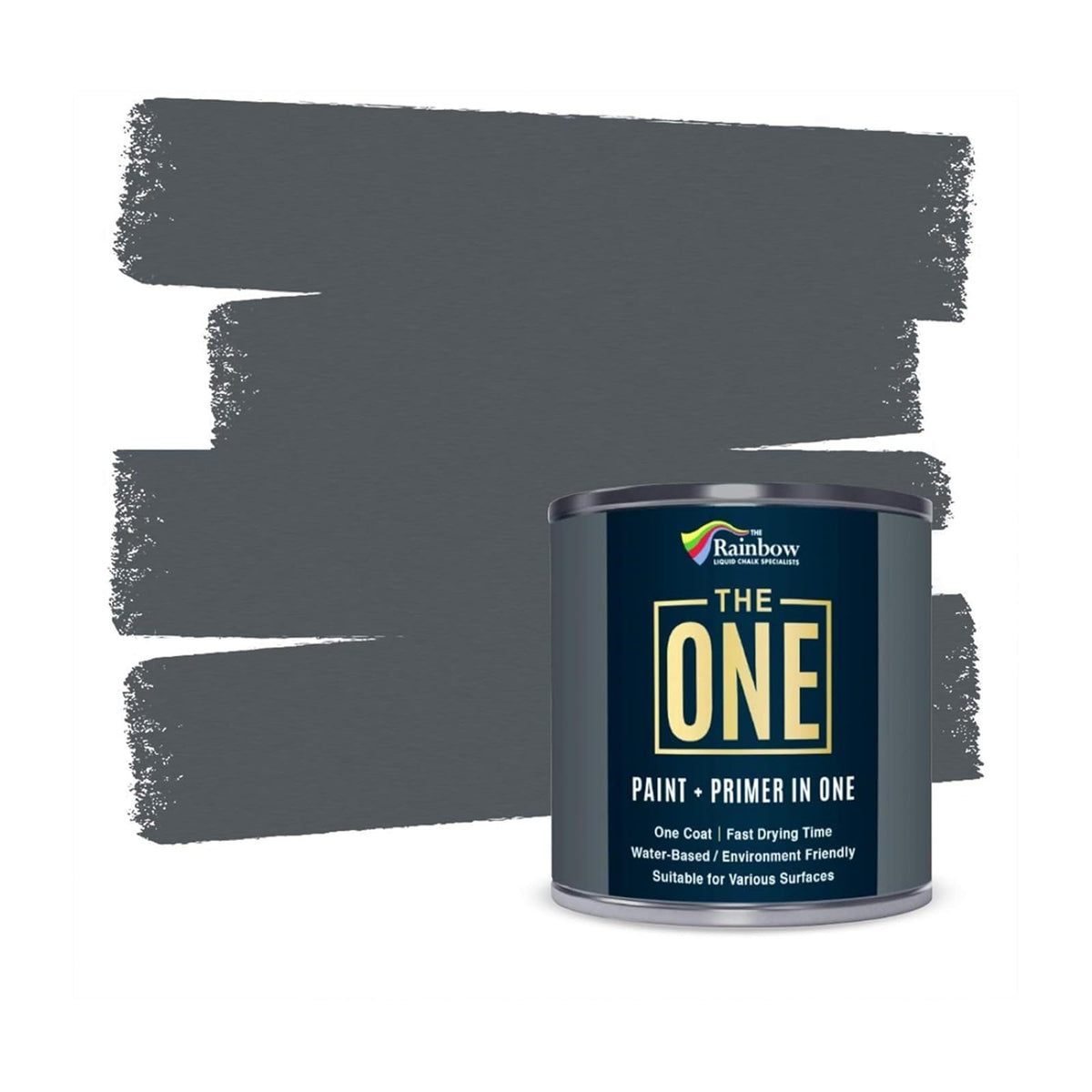 THE ONE All-In-One Paint & Primer - Black Matt, 250 ml | Multi-Surface 1 Coat Formula | Easy Indoor & Outdoor Decorating for Home & Garden Walls, Floors & Furniture | Durable, Water-Based & Low VOC