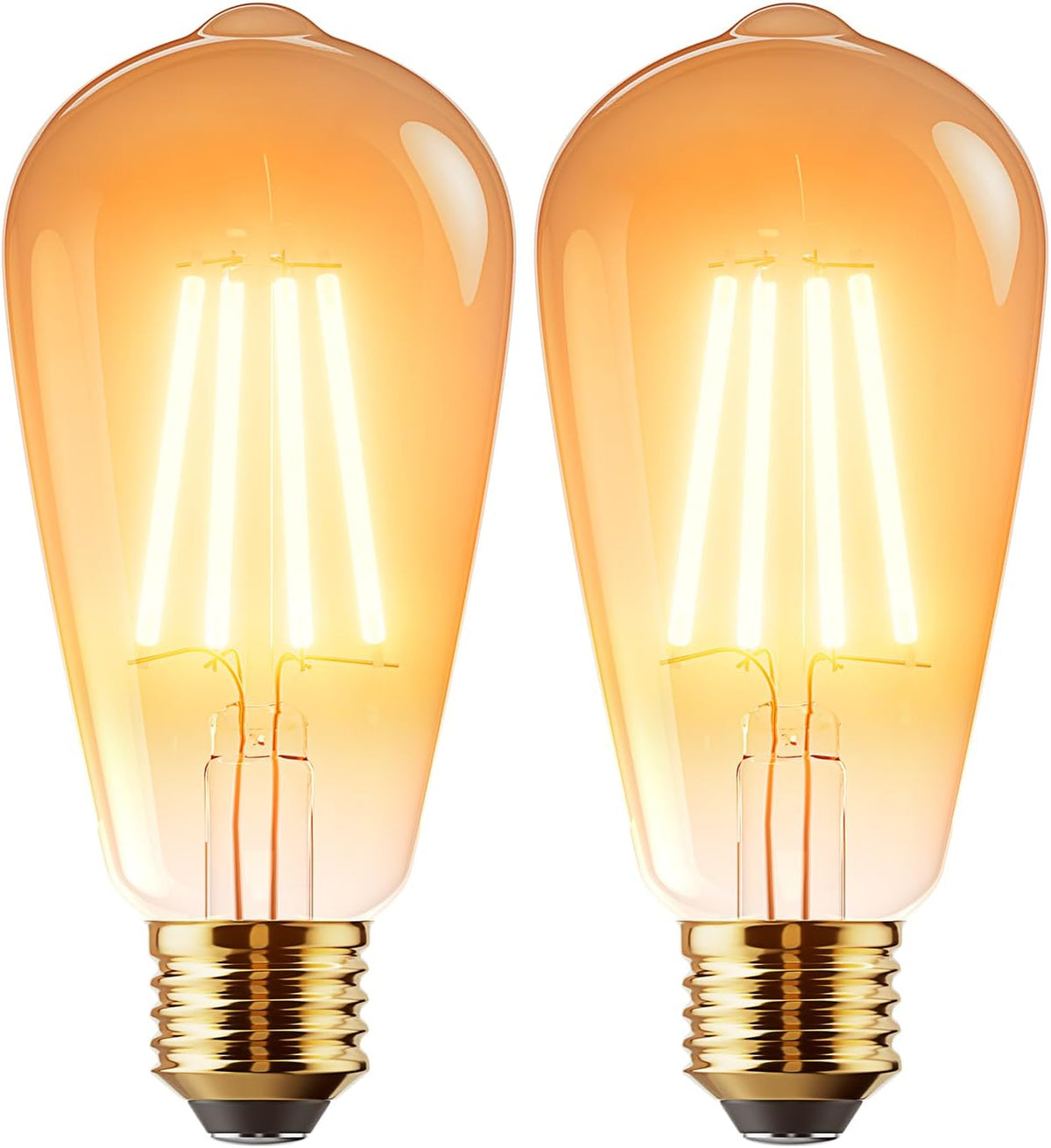 Vanke E27 Vintage Light Bulb, 6W(60W Equivalent), Warm White 2700K, 2-Pack