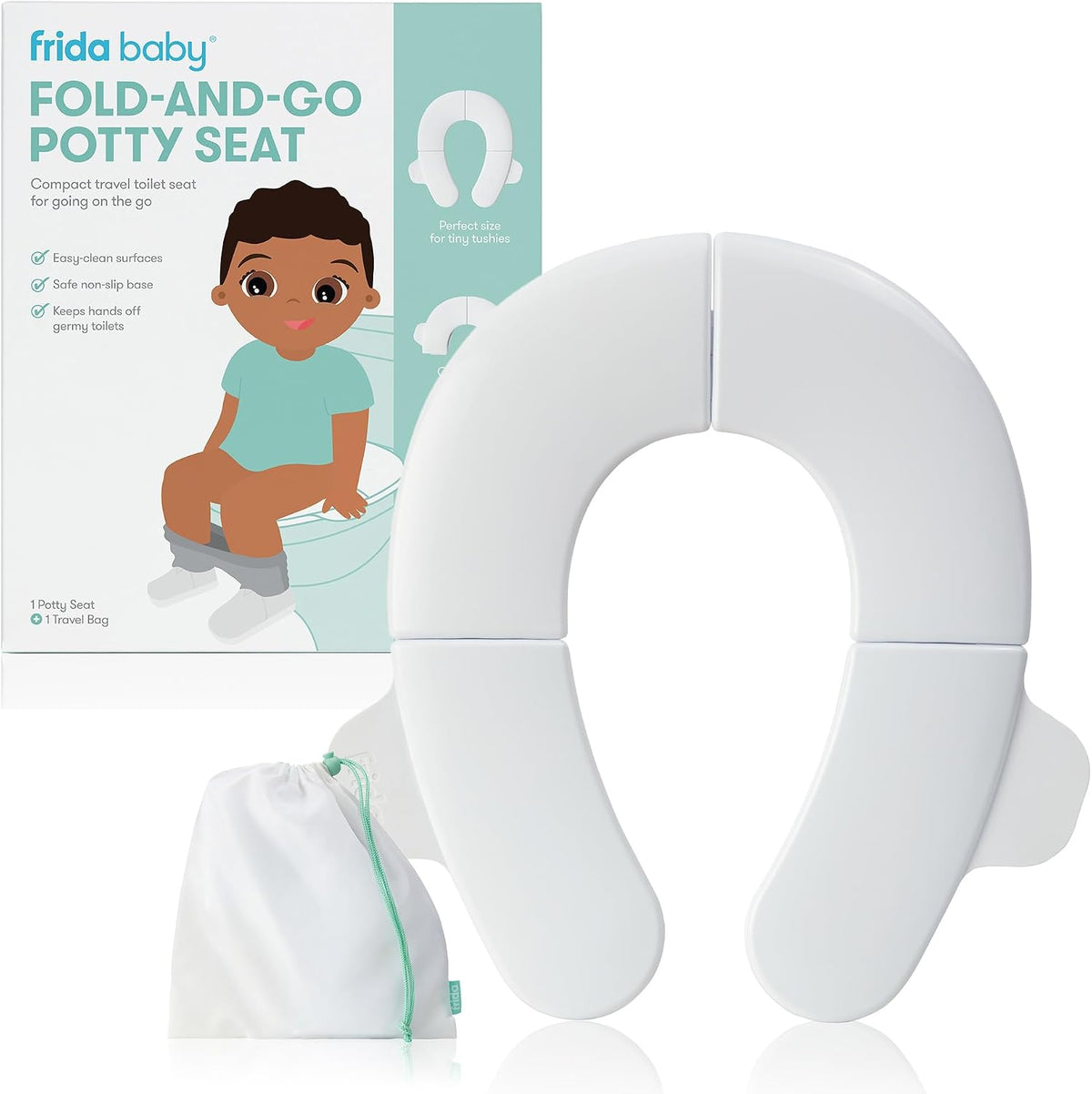 Frida Baby Fold-and-Go Portable Potty Seat for Toilet, with Travel Bag