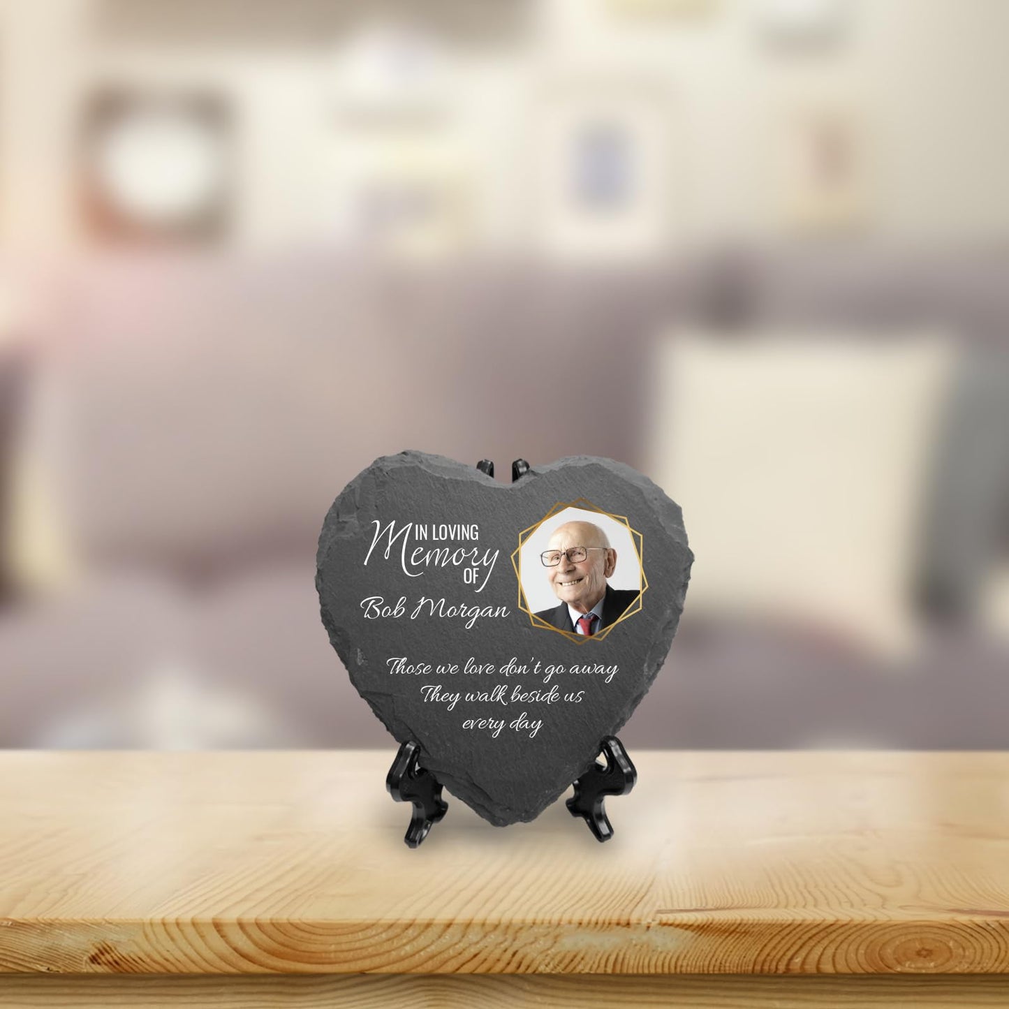 You Personalise Personalised UV Printed Photo Memorial Slate- Custom Message & Photo- Heart Slate, Optional Display Stand- Outdoor & Indoor Use- 100 x 100 mm