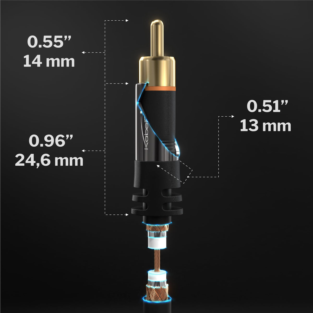 KabelDirekt – RCA cable – 4m – 2×2, braided
