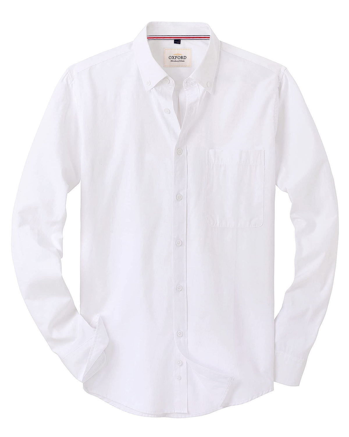 J.VER Men's Long Sleeve Oxford Shirts Smart Casual Business Formal Plain Non Iron Button Down Shirt with Pocket