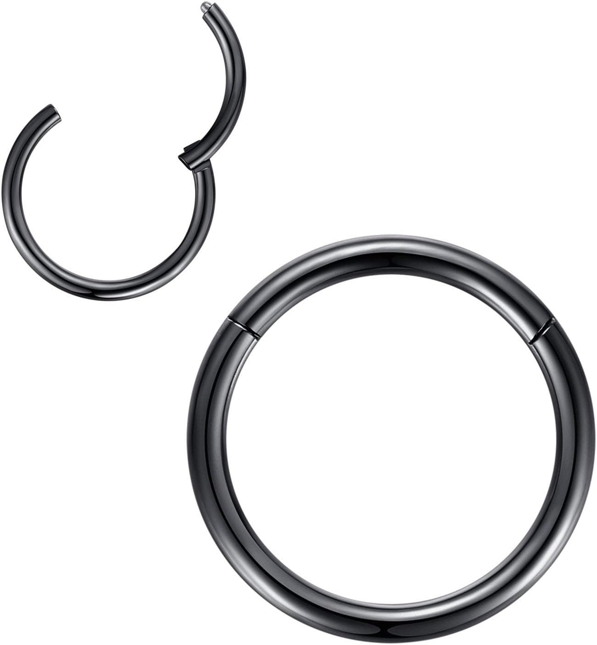 316L Surgical Steel Hinged Nose Rings Hoop Suptum Ring Body Piercing Lip Rings Helix Cartilage Rook Earrings 20G 18G 16G 14G 12G 10G 8G, Diameter 5mm to 16mm, Gold-Rose Gold-Silver-Black