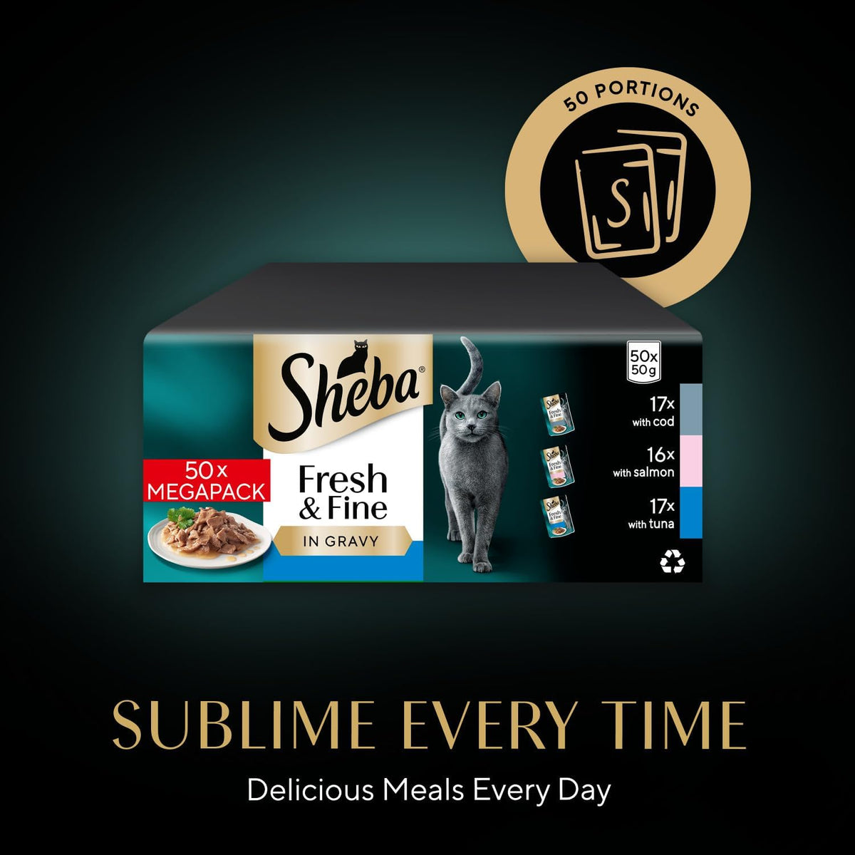 SHEBA Fresh & Fine Cat Pouches Fish collection in Gravy 50x50g