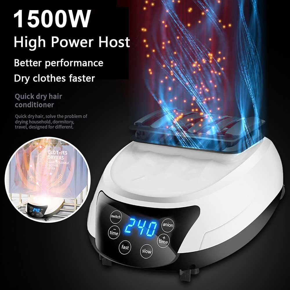 Portable Electric Clothes Dryer 1500W, Heated Clothes Dryer Indoor with Timer and Remote Control, Dry Clothes Indoors with Low Noise Operation