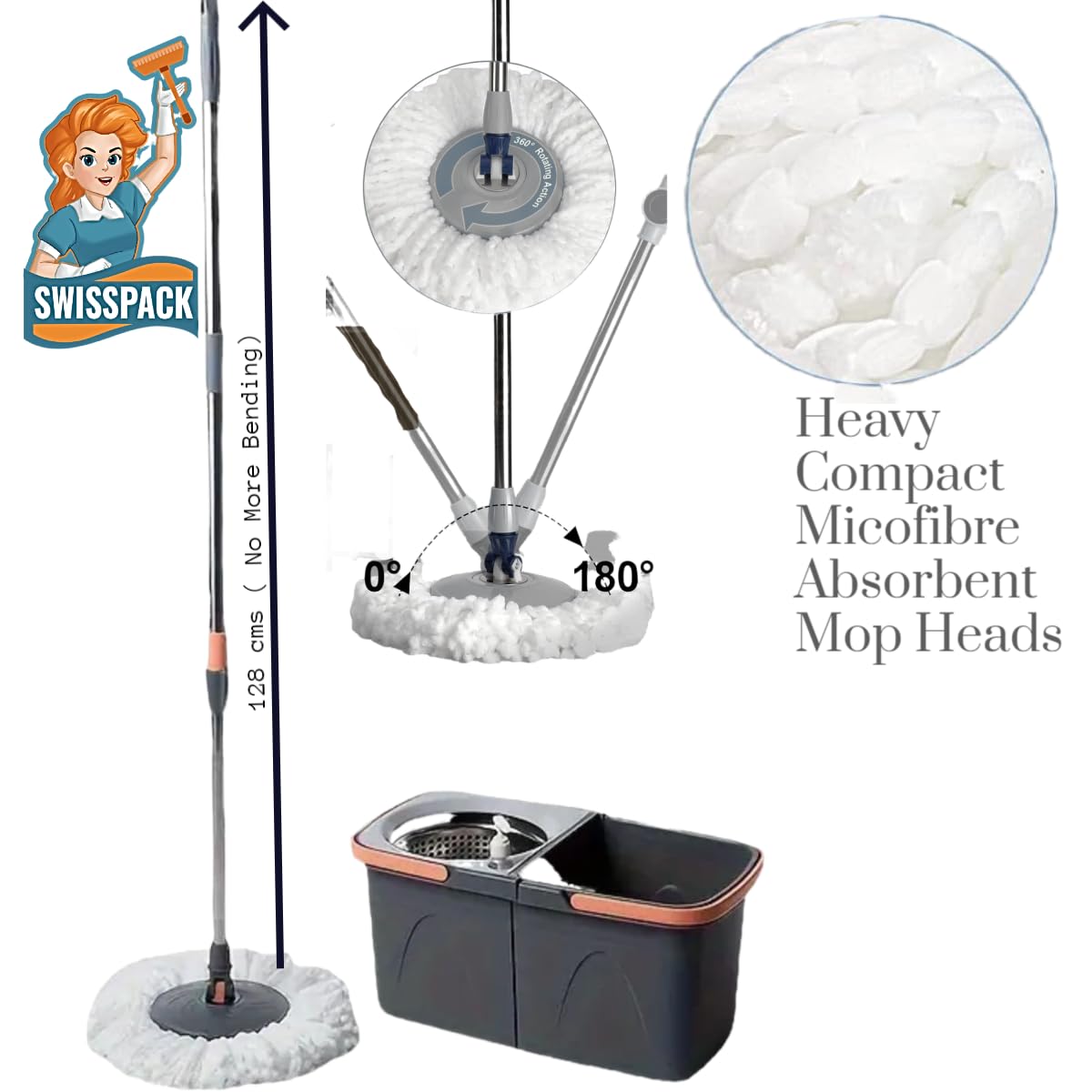 MOP AND BUCKET (3 HEADS ONLY)