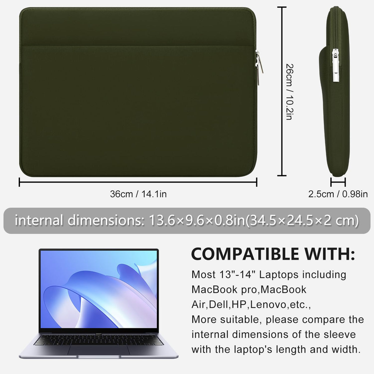 Laptop Case Compatible with 15 to 16 Inch MacBook HP Acer Asus Notebook with Zip Accessory Bag Padded Laptop Sleeve Case Protective for 15 to 16 Inch Laptop
