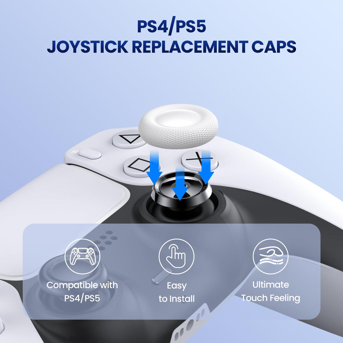 NEWDERY Joystick Replacement Grip Caps for PS5/PS4 Controller