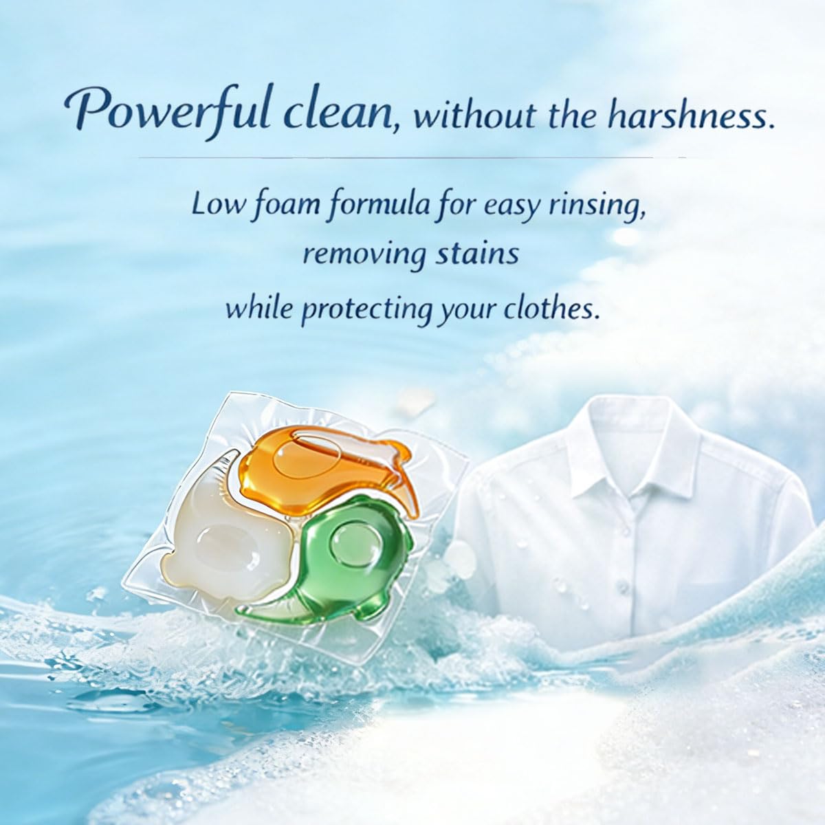 Bio Washing Pods - Laundry Detergent Pods 110 Washes, Fresh Freesia & Pear Blossom Scent - Powerful Stain Removal, Gentle on Skin, Freshness that Lasts and Lasts