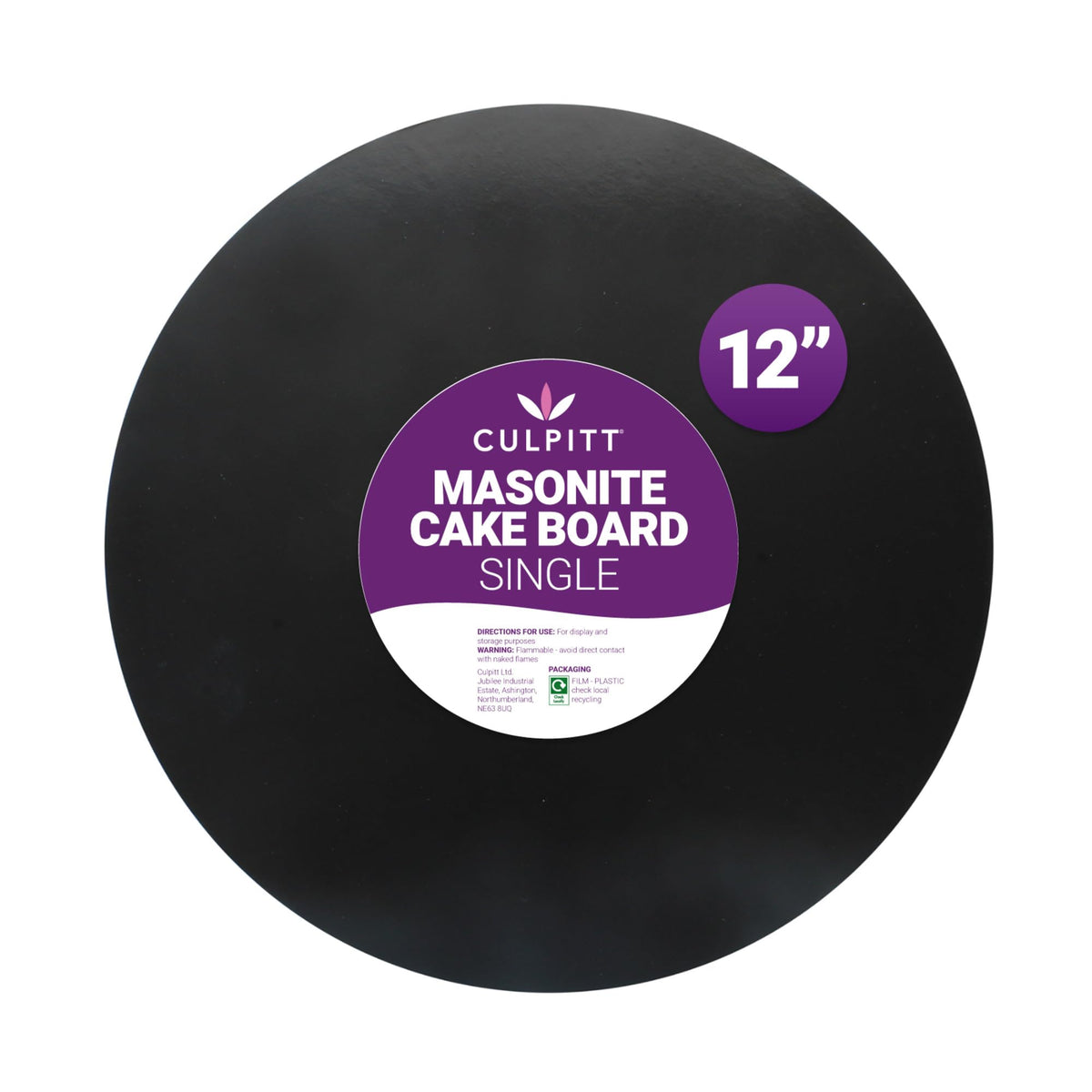 Culpitt Black 10" Masonite Cake Board | Extra Strong, Round, 5mm Thick
