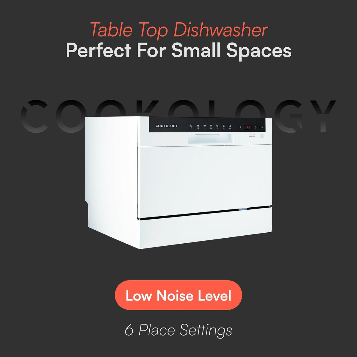 Cookology 6.5L Mini Countertop Dishwasher - 6 Place Settings - White