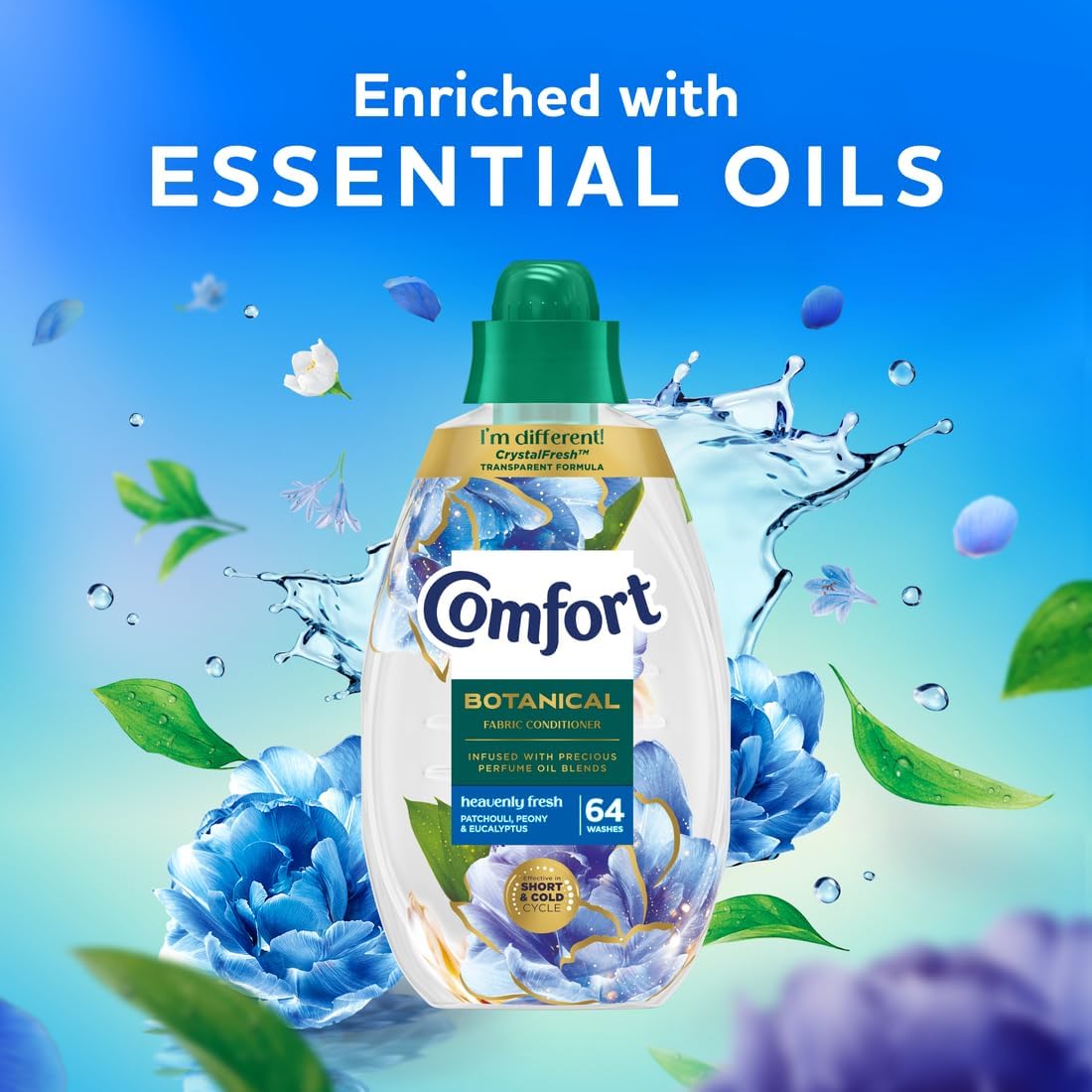 Comfort Botanical Heavenly Fresh Fabric Conditioner softener with CrystalFresh* transparent formula Freshness inspired by nature 960 ml (64 washes)