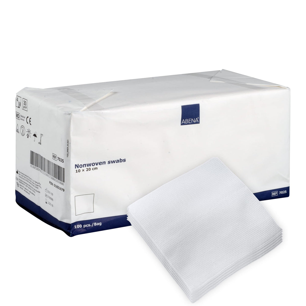 ABENA Gauze Pads, 5x5cm, Pack of 100, Non-Sterile, Non-Adhesive Medical Swabs, Soft Absorbent Non-Woven Swabs for Injury Dressing, Skin Preparation & First Aid Use, Lint-Free Dressings for Wounds