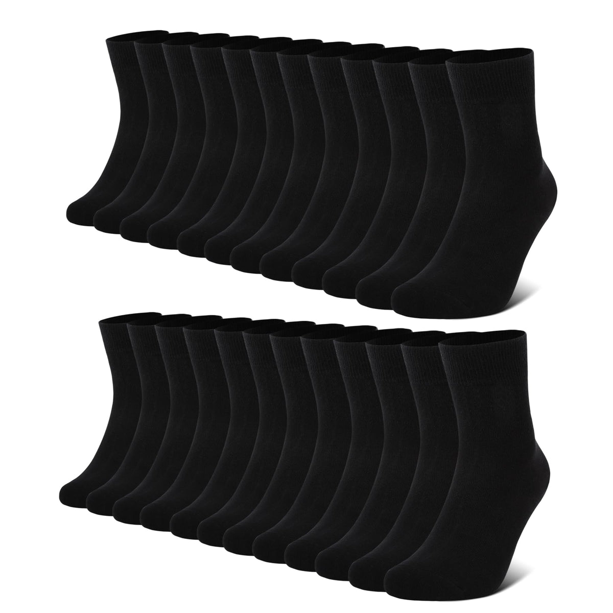 FALARY 12 Pairs Black Mens Socks, Plain Cotton Socks for Men & Women