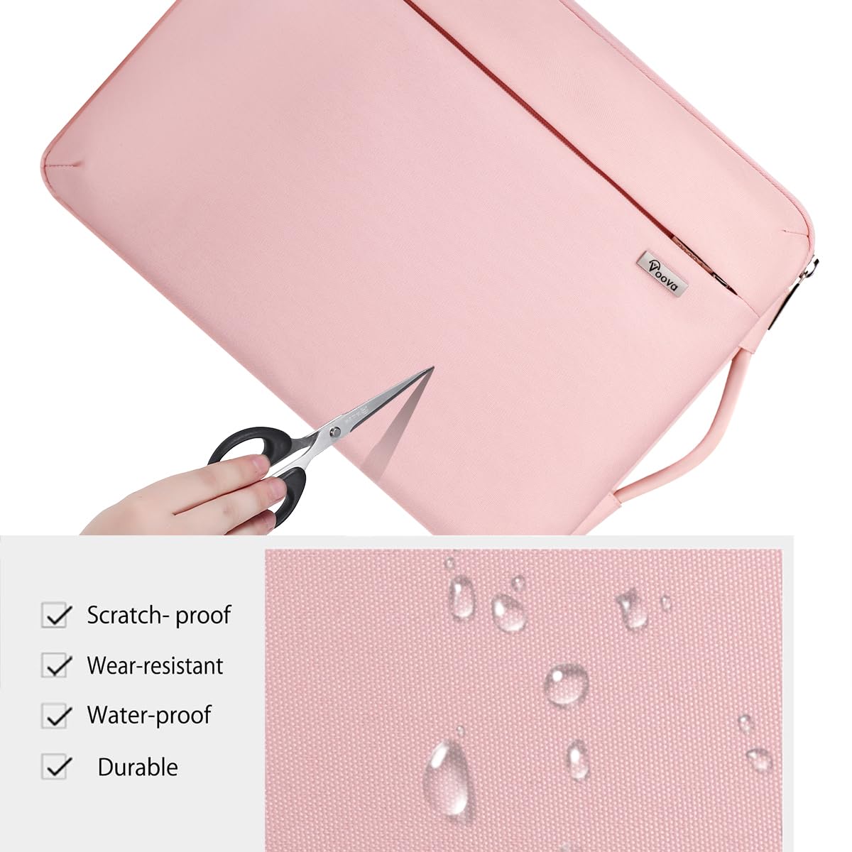 Voova 360° Protective Laptop Sleeve Case 11 11.6 12 inch, Waterproof Computer Cover Bag Compatible with Surface Pro 7 8/Laptop Go 2 3, MacBook Air 11, Chromebook, 12.5" Asus Acer Hp Tablet,Pink