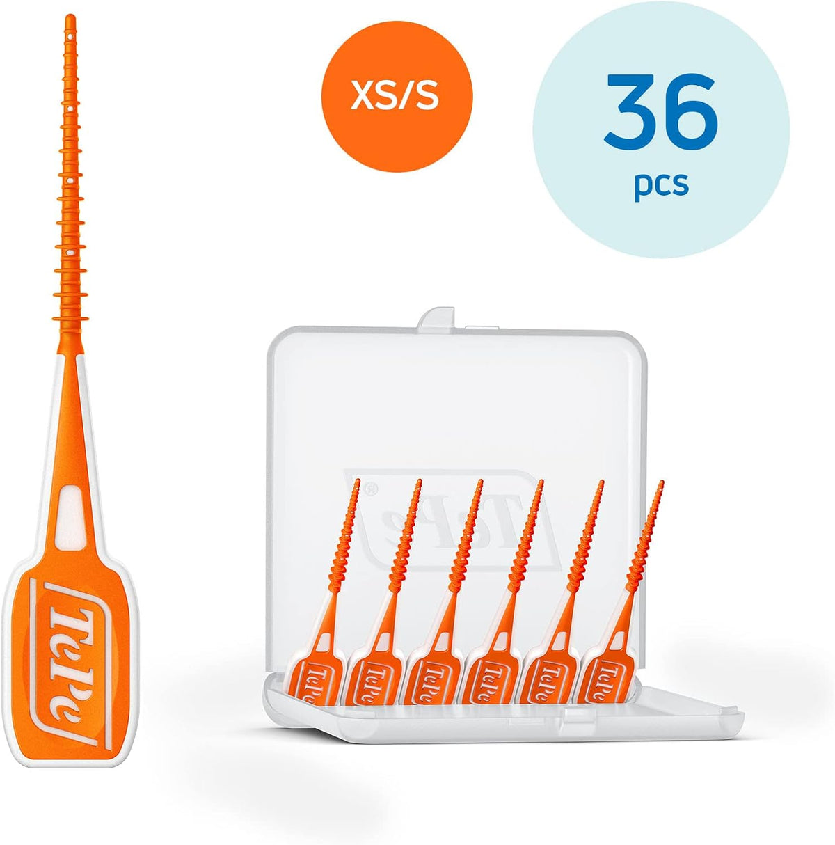TePe EasyPick Toothpicks, Orange, ISO XS-S, 36pcs, Travel Case Included