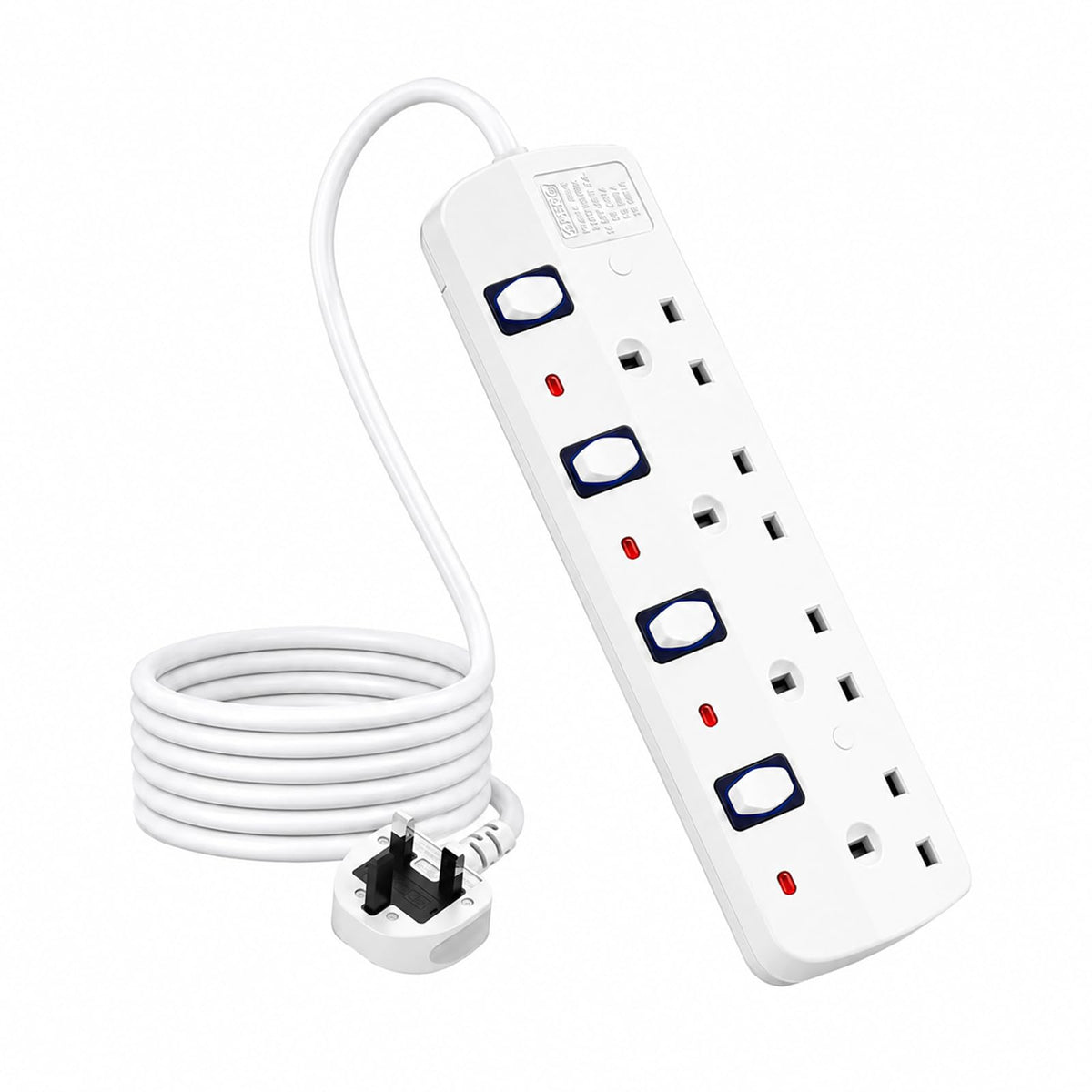 Extension Lead 5M, 4 Plug Extension Lead with Individual Switches(3250W)