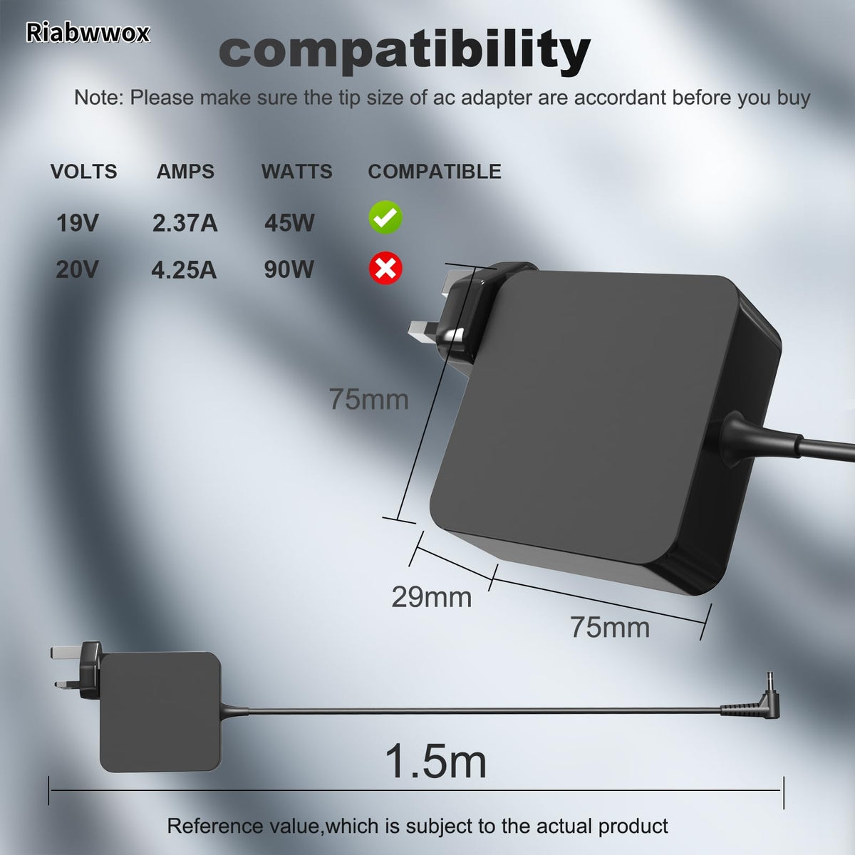 4.5 X 3mm 65W Laptop Charger Compatible with Dell Inspiron 15