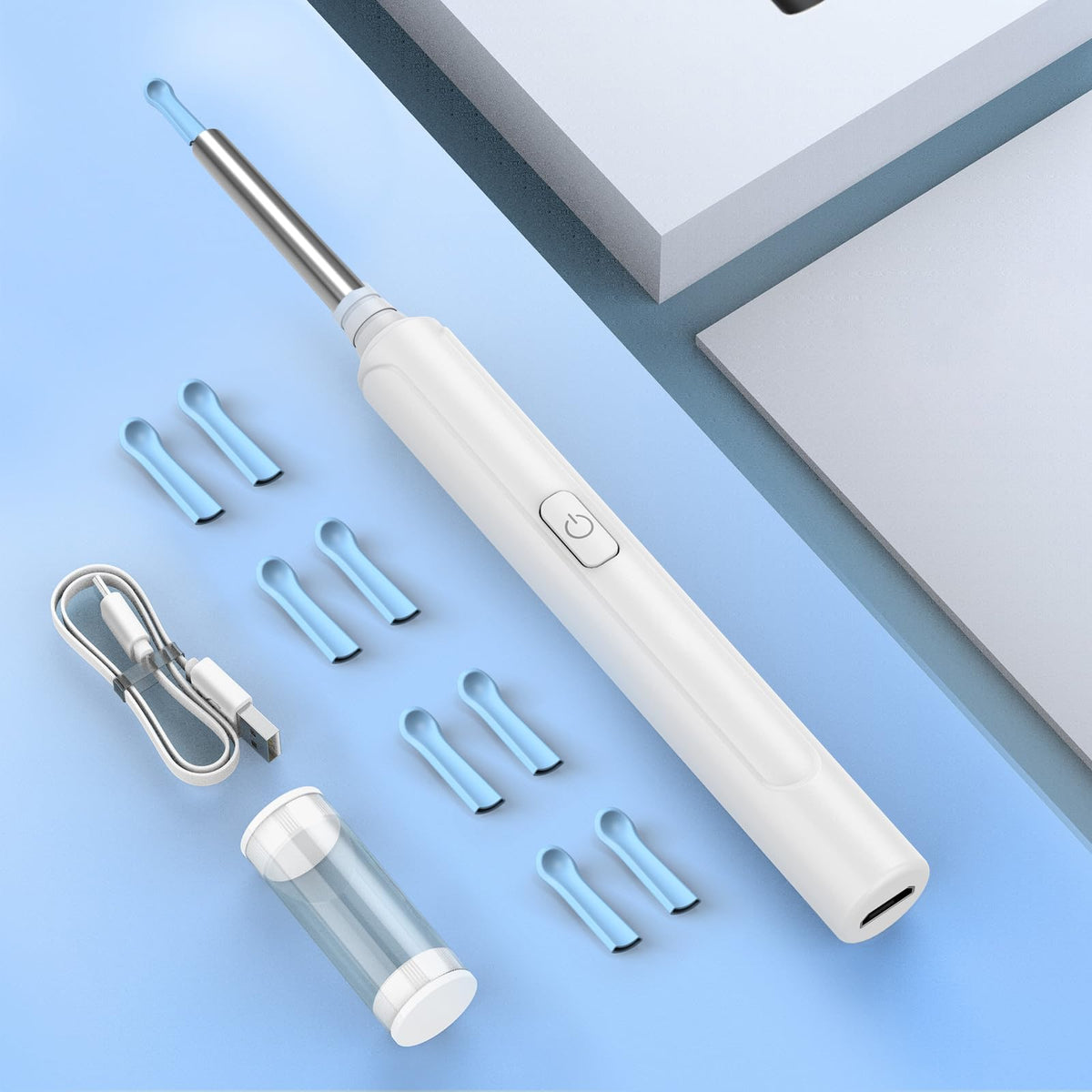 Ear Wax Removal Otoscope, WiFi 1920P Ear Cleaner Camera, 3.5mm Diameter Ear Cleaner, IP67 Waterproof Ear Camera with 6 LEDs for iPhone, iPad and Android Smartphones, Black