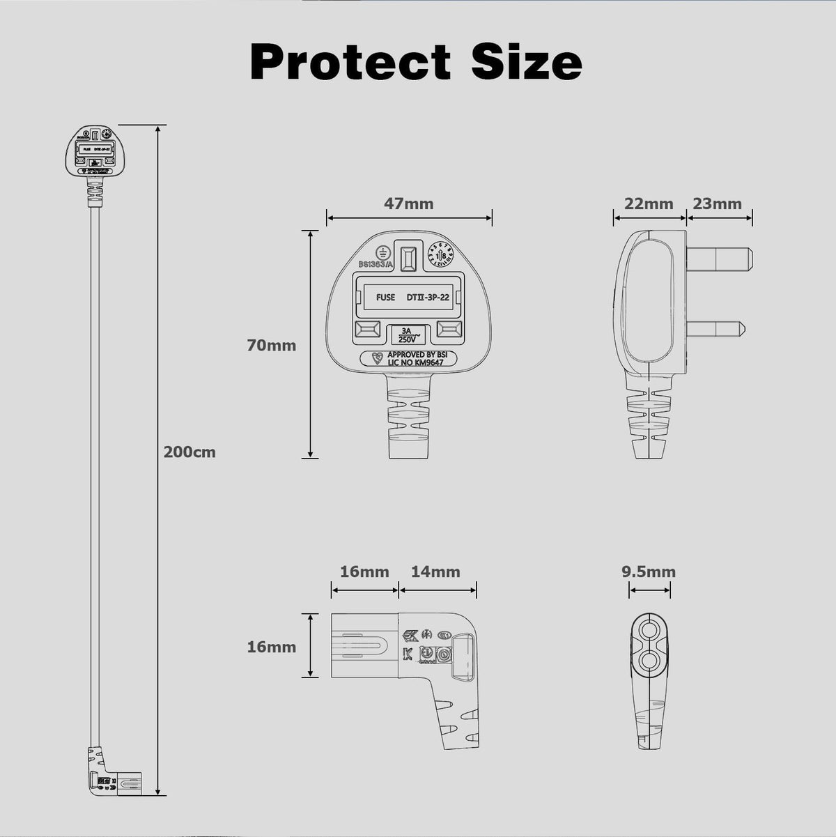 2M Power Cable Compatible with Samsumg TV, Mellbree Quality Safe Right Angle Suitable for Awkward Space Figure 8 Power Cable Compatible with Samsung, LG, Panasonic TV Black